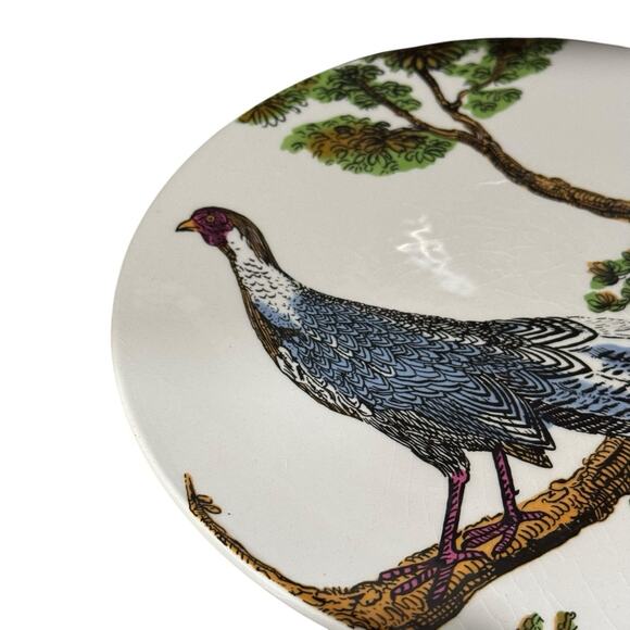 CMG Peacock Pheasant Tree Plate Made In Portugal Handmade 9 Inch Lunch Decor - Picture 2 of 7